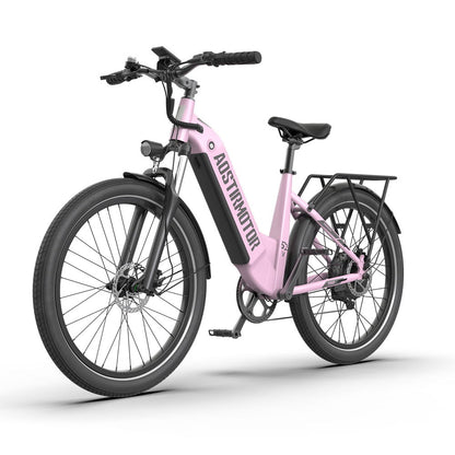 New Pattern 26" 750W Electric Bike Fat Tire 52V15Ah Removable Lithium Battery For Adults - Pink