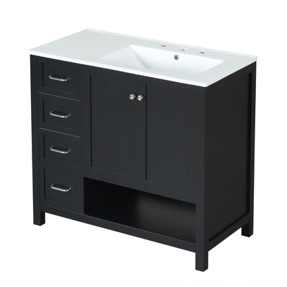 Modern Bathroom Vanity With Sink Top, 2 Doors And 2 Drawers