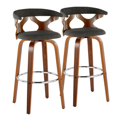 Gardenia - Mid Century Modern Fixed Height Barstool With Swivel With Round Footrest (Set of 2)