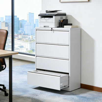Lateral File Cabinet, Locking Heavy Duty, Anti-Tip Safety Interlock, Vertical Storage For Letter/Legal/A4 Files