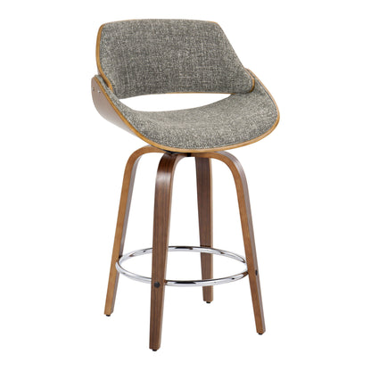 Fabrizzi - Mid Century Modern Fixed Height Counter Stool With Swivel With Round Footrest (Set of 2)