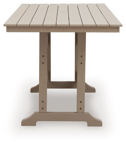 Sandy Dune - Rectangular Counter Height Dining Table With Umbrella Option - Medium Brown