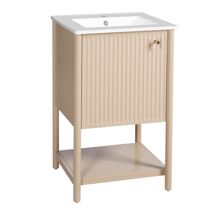 Bathroom Vanity With Sink, Freestanding Single Cabinet Set - Cream White