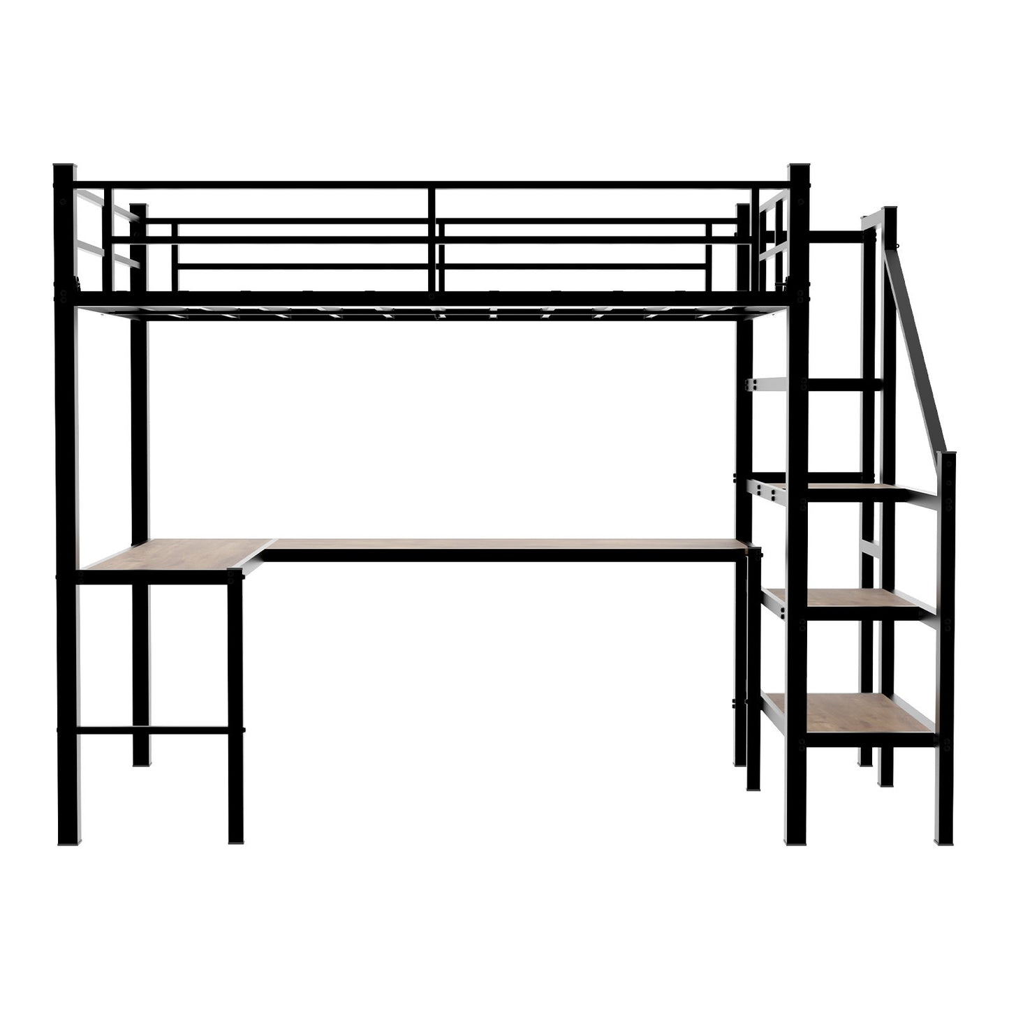 Loft Bed With L-Shaped Desk, Large Storage Space