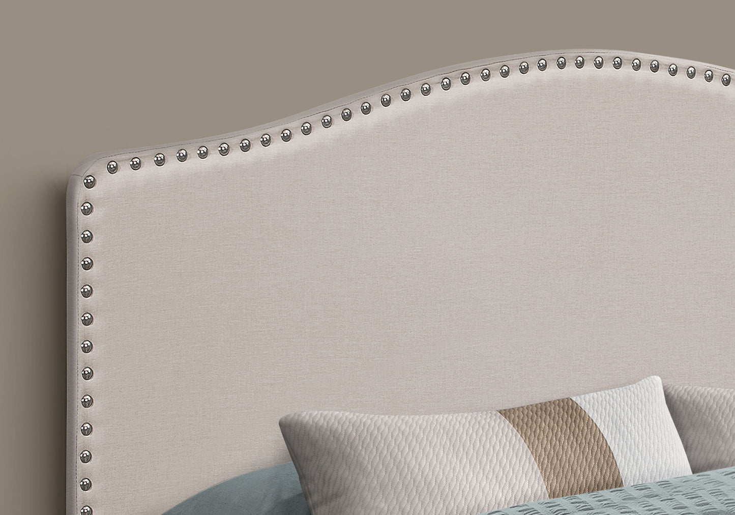 Queen Size, Bed Headboard Only, Upholstered, Transitional - Beige