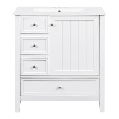 Modern Bathroom Vanity With Sink, 1 Cabinet & 3 Drawers