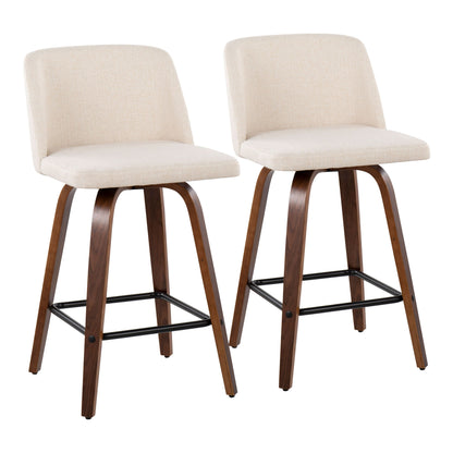 Toriano - Mid Century Modern Fixed Height Counter Stool & Square Footrest (Set of 2)