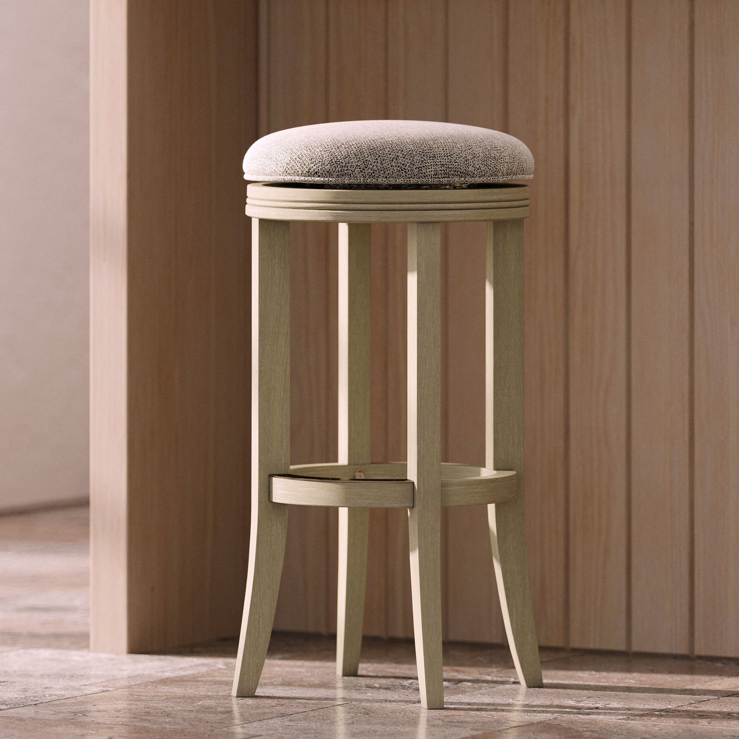 Backless Swivel Stool With Upholstered Seat