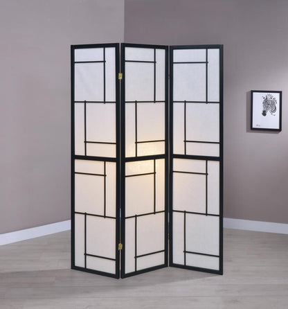 Damis - 3-Panel Room Divider Folding Shoji Screen - Black