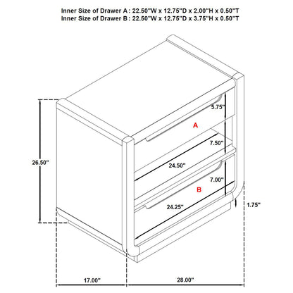 Bangor - 2 Drawer LED Nightstand With USB - Black