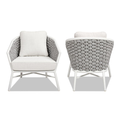 Rowan - Rope Barrel Back Patio Accent Arm Chair (Set of 2) - Optic White