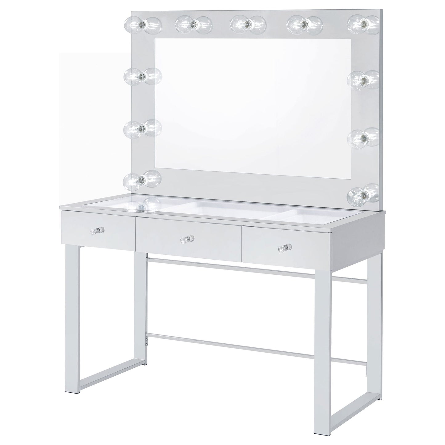 Trevor - 3 Drawer Makeup Vanity Table With Mirror - Chrome