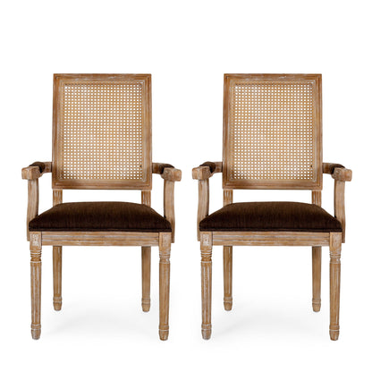 Upholstered Dining Chair With Cane Backrest
