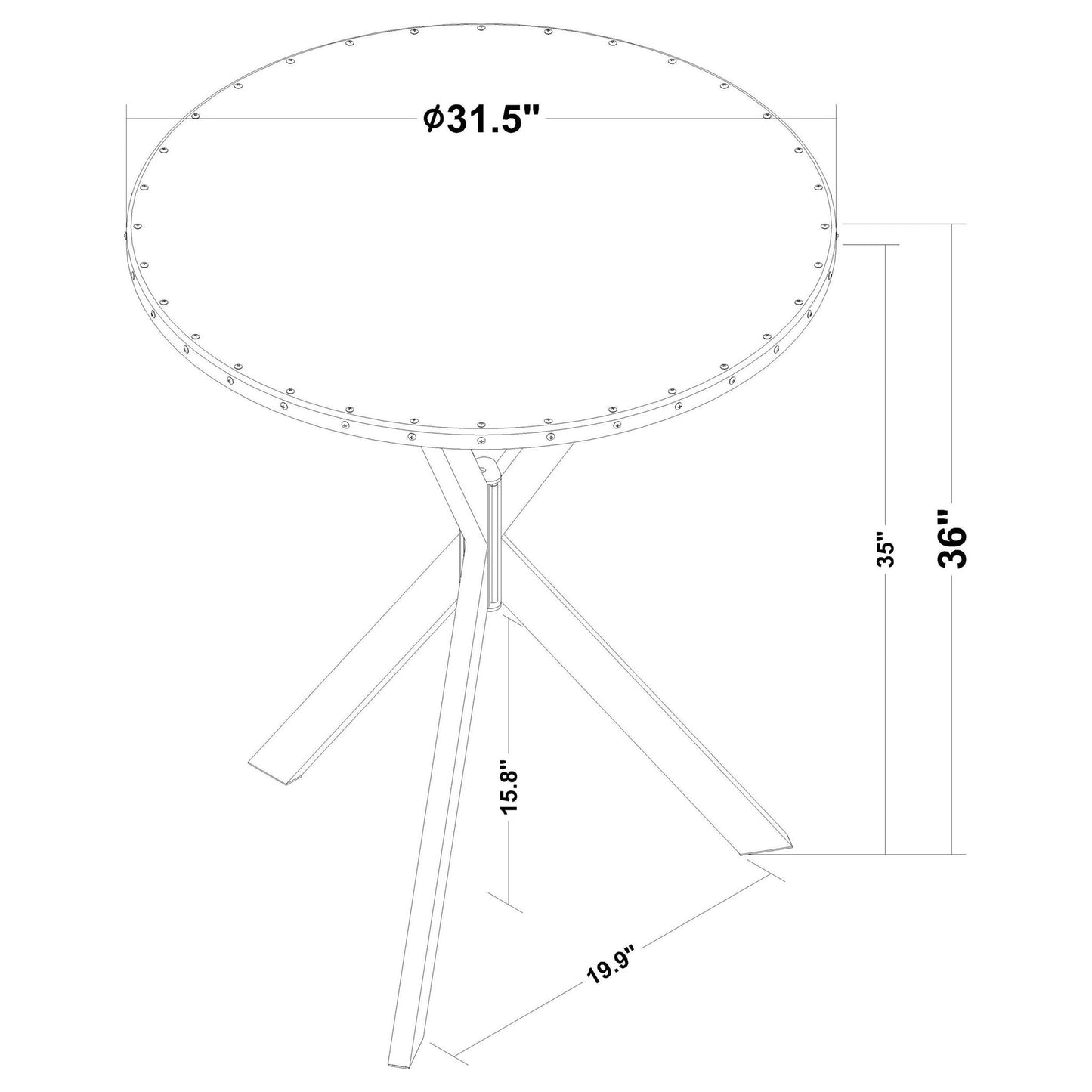 Fitz - Round Bistro Bar Table With X Base - Silver