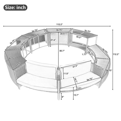 Spa Surround Spa Frame Patio Rattan Sofa Set With Storage Spaces, Mini Sofa And Comfortable Cushion For Patio, Backyard