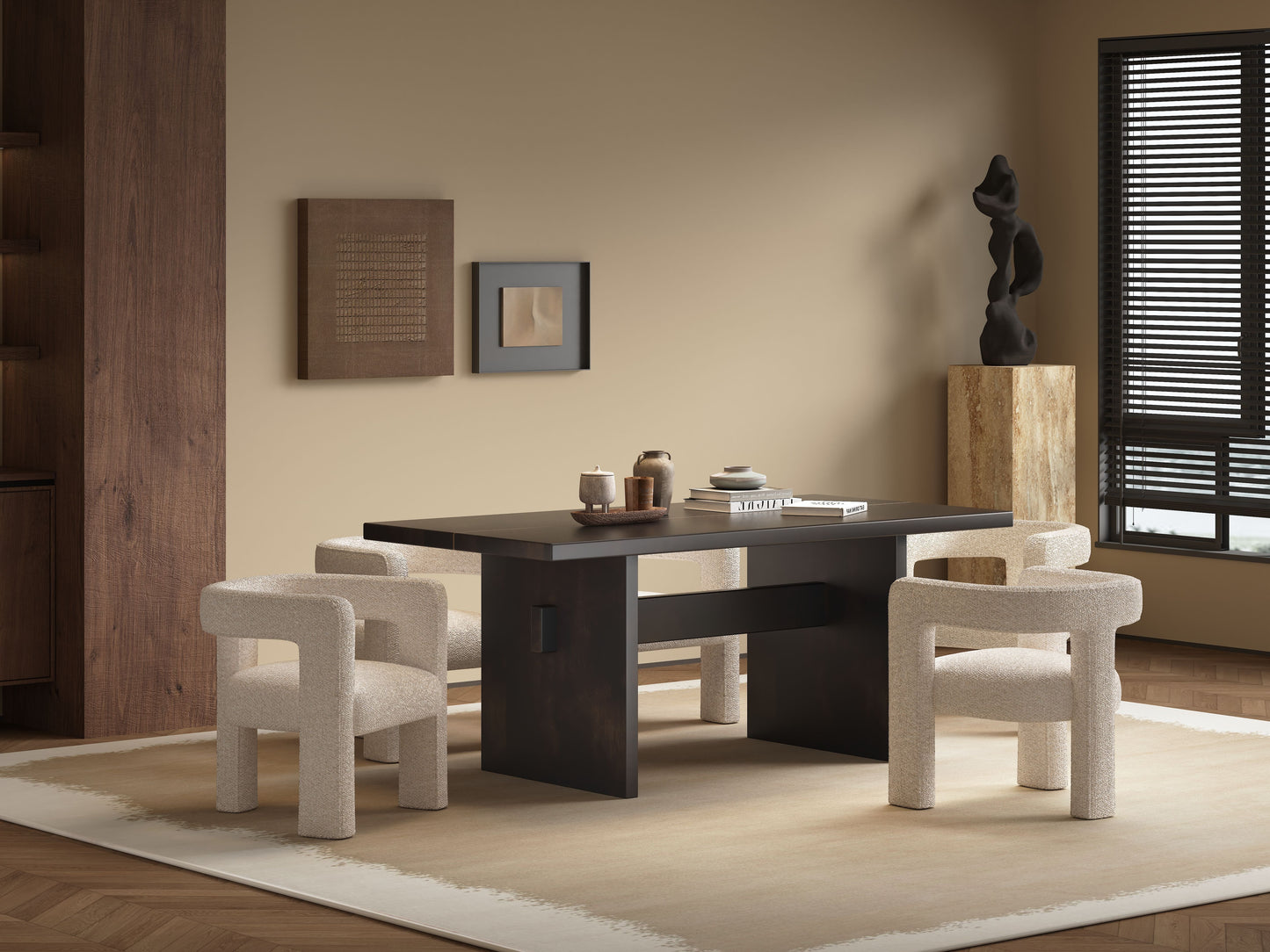 Jaramillo & Lomas - 5 Pieces Dining Room Set - Beige / Espresso