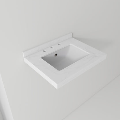 Basin Sink, Triple Faucet Holes, 2" Thick Rim, Sink Only