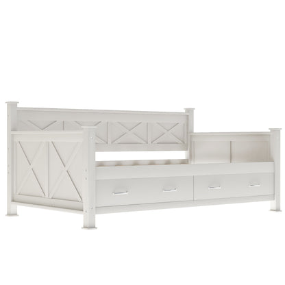 Modern Daybed With 2 Large Drawers, X Shaped Frame