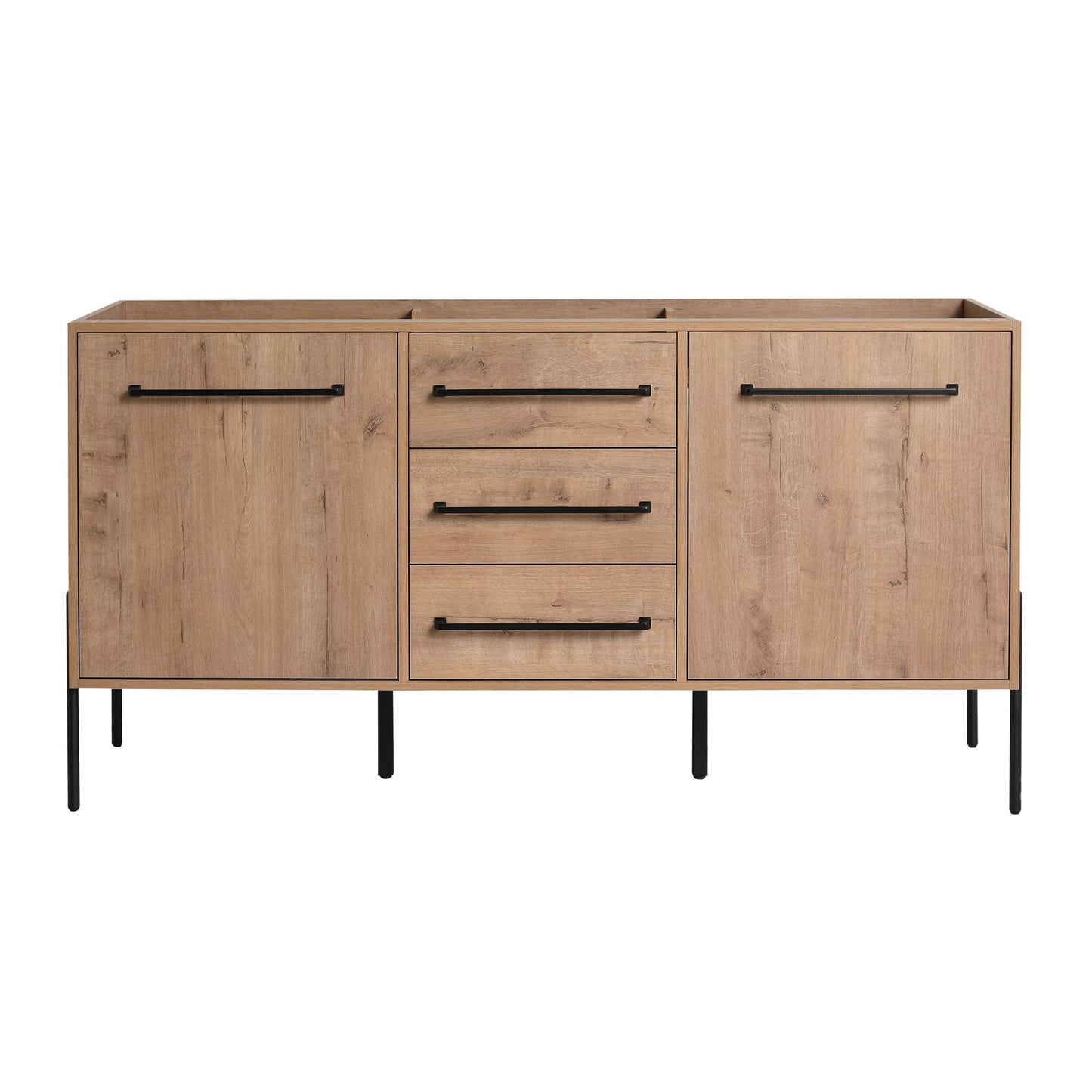 60" Freestanding Bathroom Vanity With Soft Close Doors And Drawers, (Vanity Only) - Imitative Oak