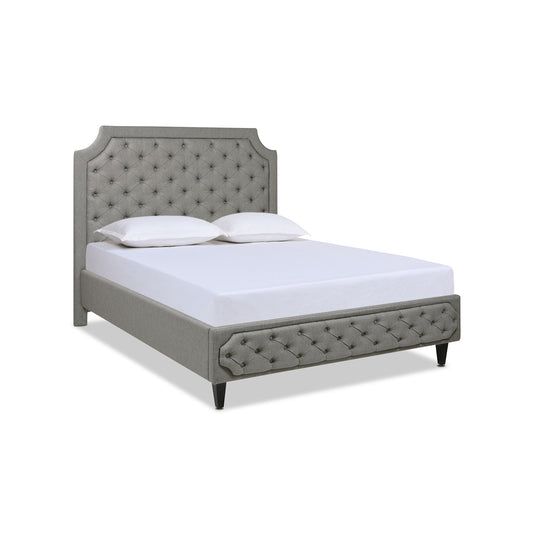 Helen - Queen Tall Upholstered Tufted Platform Bed Frame - Heathered Gray