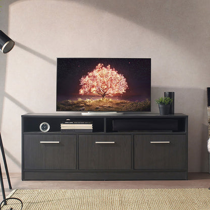 Holland - Contemporary TV Stand With 3 Soft Closing Doors - Dark Gray