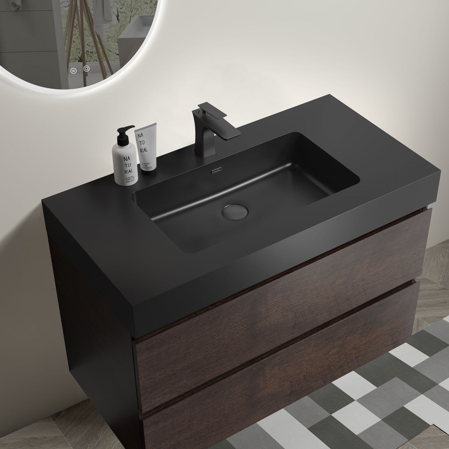 Alice - Bathroom Vanity Wall Mounted With Sink, Large Storage Floating Bathroom Vanity For Modern Bathroom, One-Piece Sink Basin Without Drain And Faucet