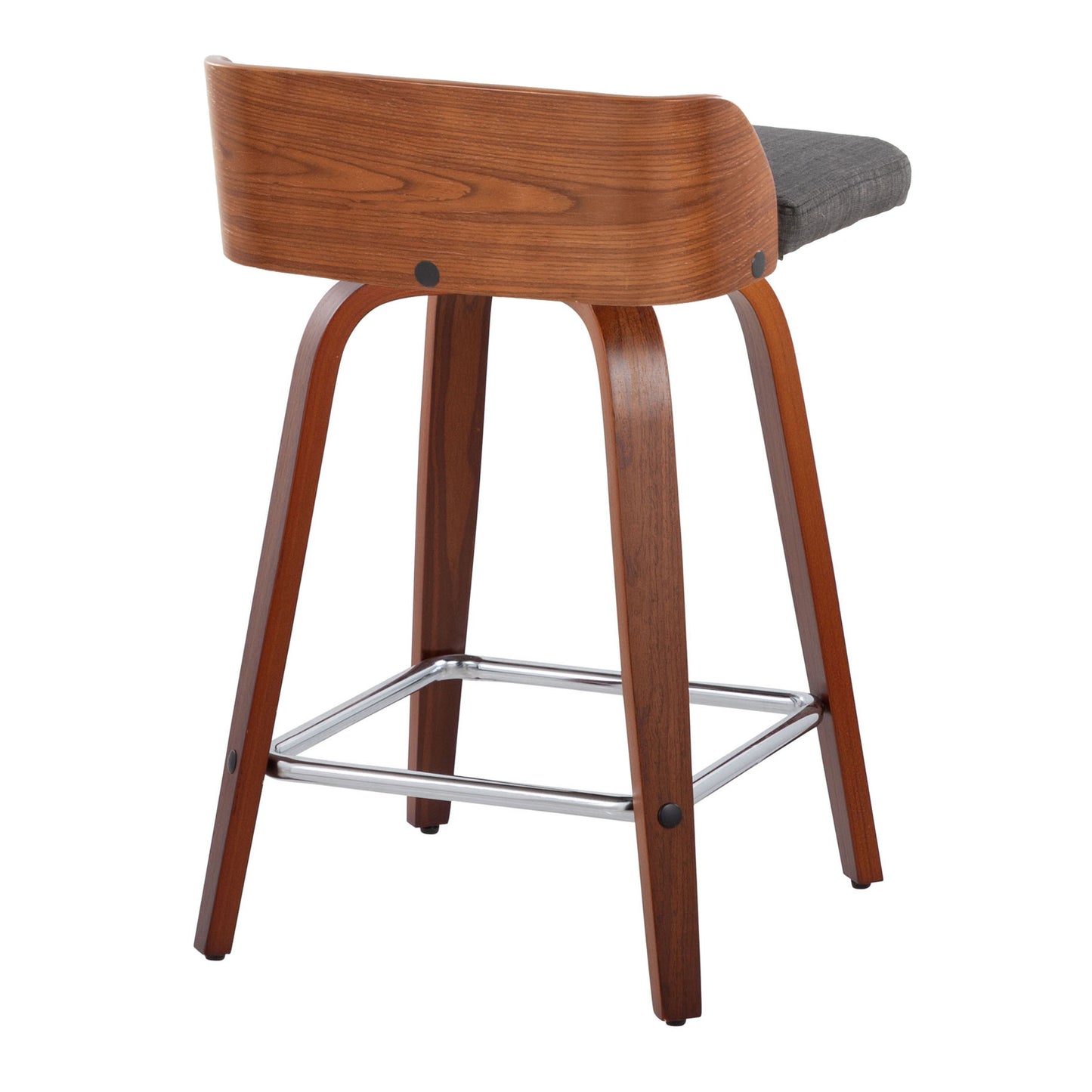 Maya - Mid Century Modern Fixed Height Counter Stool With Swivel With Square Footrest (Set of 2)