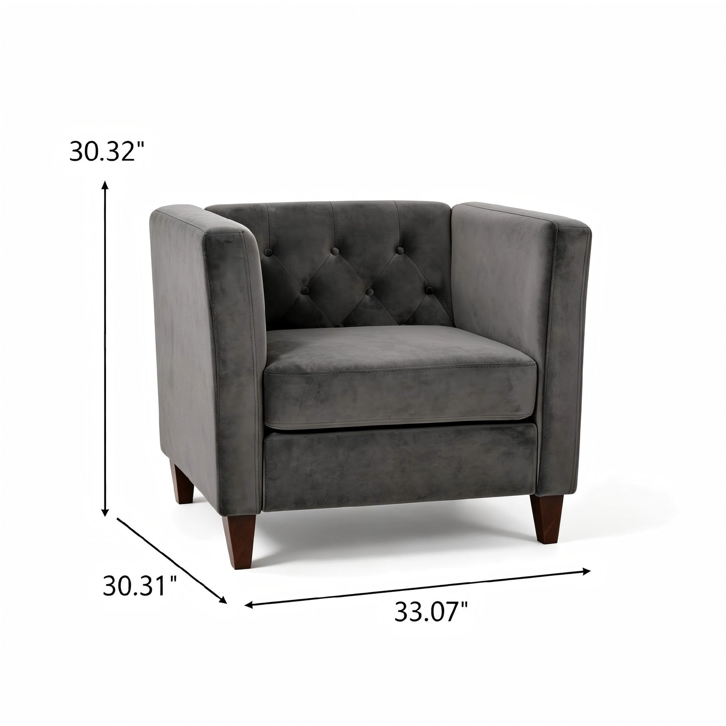 Button Tufted Accent Chair, Square Arms