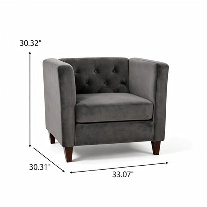 Button Tufted Accent Chair, Square Arms