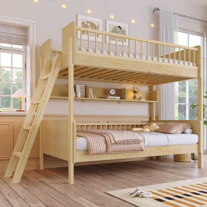 Bunk Bed With 3 Storage Shelves, Adjustable Ladder Left Or Right