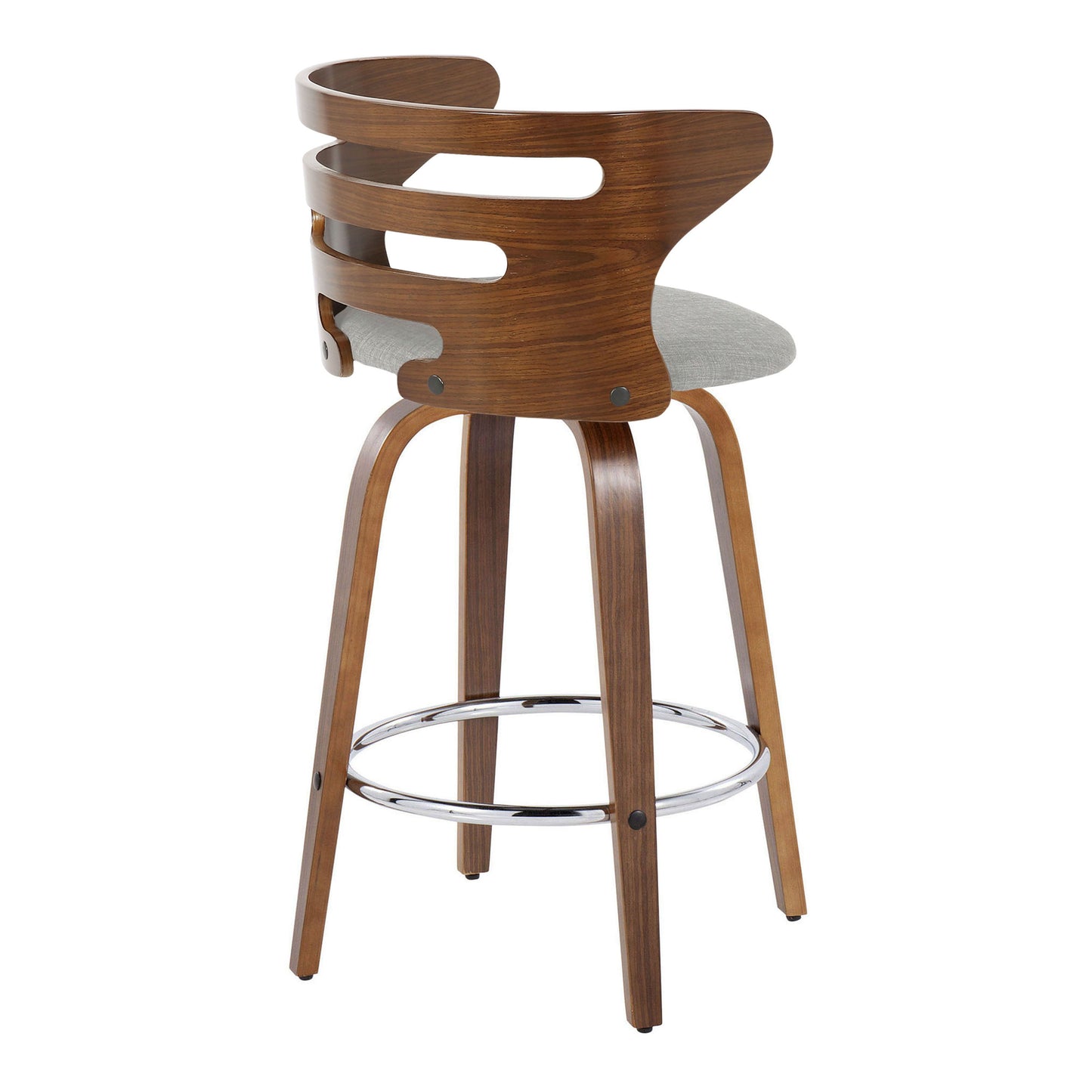 Cosini - Mid Century Modern Fixed Height Barstool With Swivel With Round Footrest (Set of 2)