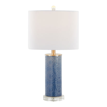 Spyro - Contemporary Table Lamp - Bijou Blue / White / Clear Crystal / Nickel