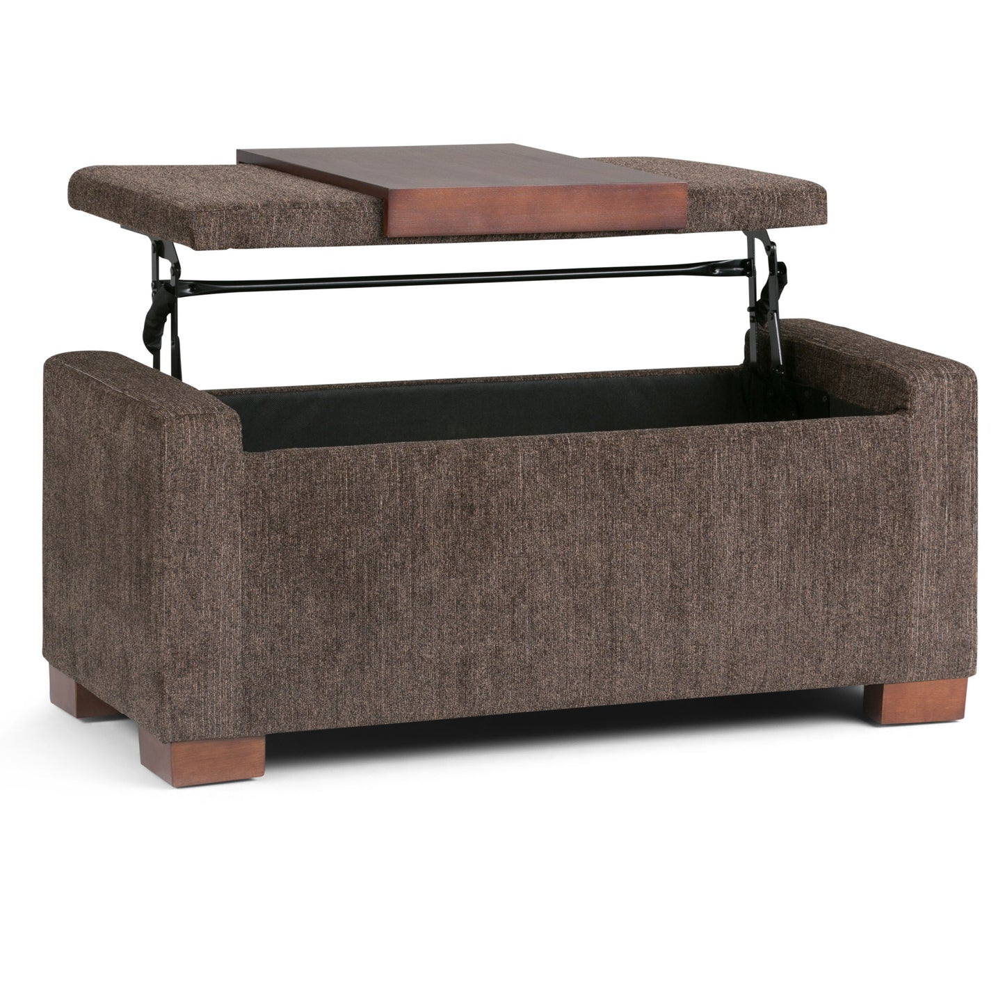 Bretton - Lift Top Storage Ottoman - Deep Umber Brown