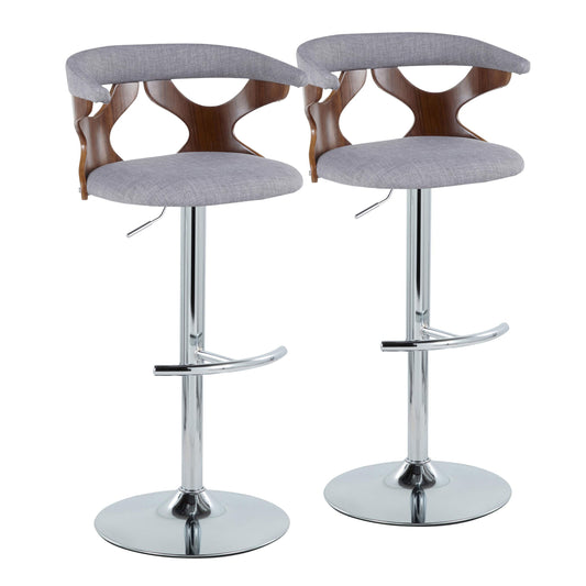 Gardenia - Mid Century Modern Adjustable Barstool With Swivel With Rounded T Footrest (Set of 2)