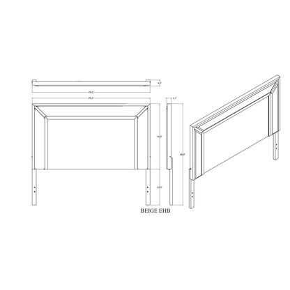 Ciara - King Bed With LED Panel Headboard, Low Profile Design - Beige