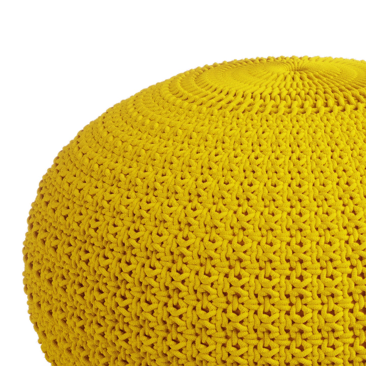 Sonata - Round Knitted Outdoor / Indoor Pouf - Yellow