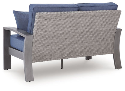 Dillon Beach - Loveseat With Cushion - Blue / Gray