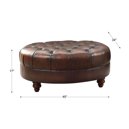 Newport - Leather Ottoman - Caramel