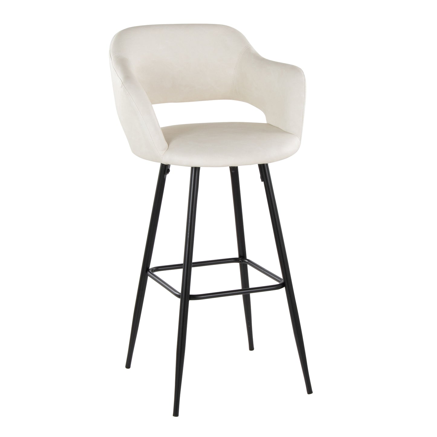 Margarite - Contemporary Fixed Height BarStool With Square Footrest (Set of 2)