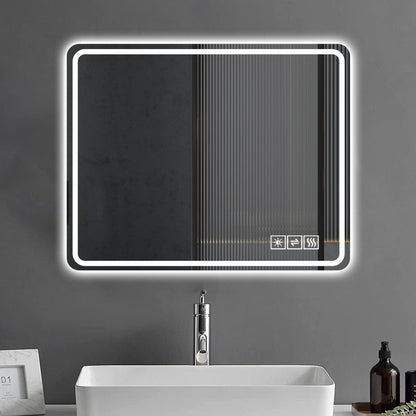 LED Bathroom Mirror Vanity Mirrors With Front Lights Wall Mounted Anti-Fog Frameless Make Up Mirror With Light Copper-Free Mirror Horizontal Or Vertical