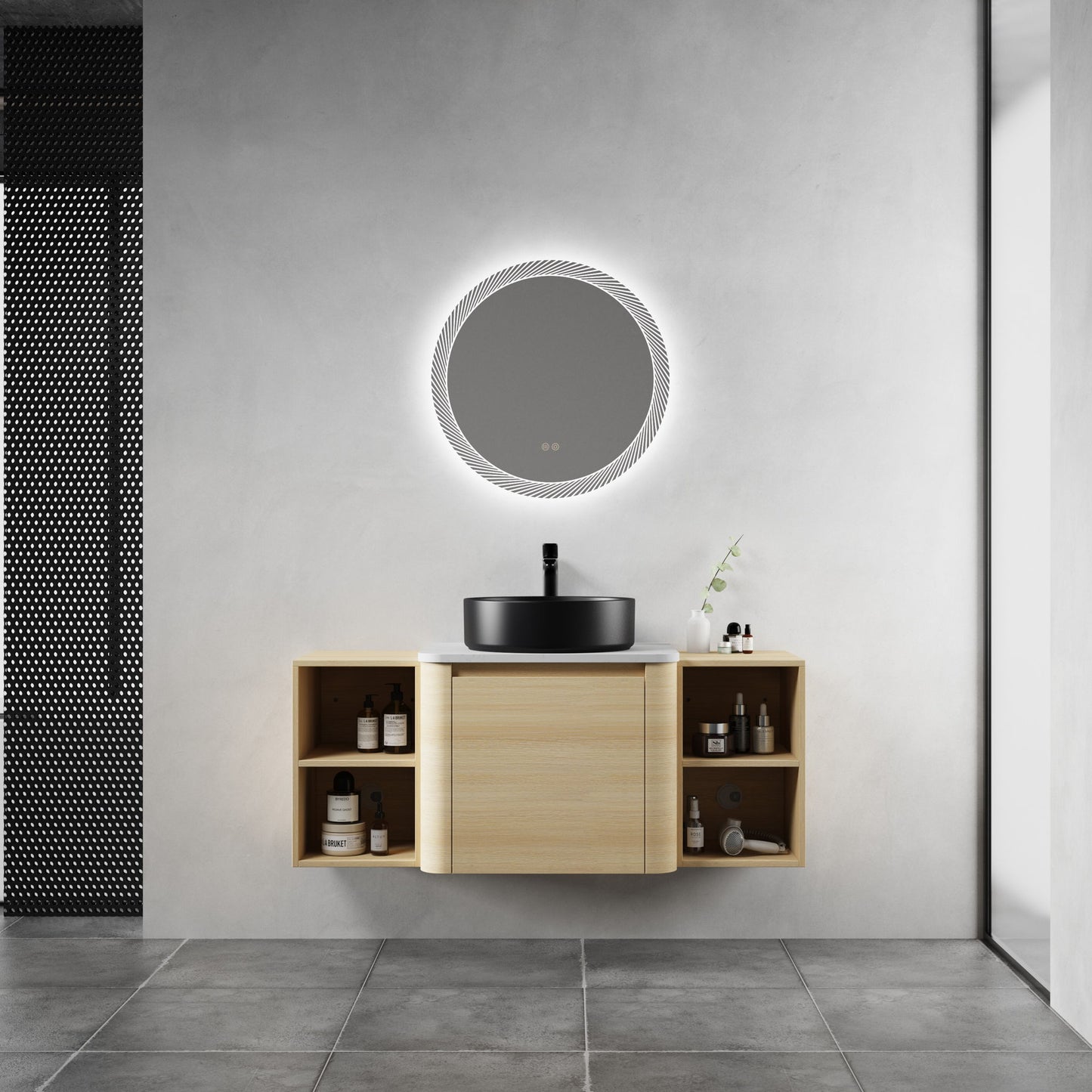 Mounted Bathroom Vanity With Art Sink, 2 Storage Shelves, Soft Close Door