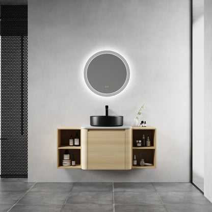 Mounted Bathroom Vanity With Art Sink, 2 Storage Shelves, Soft Close Door