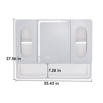 Wall Mounted Bathroom Mirror Cabinet With LED Lights, Anti Fog & Explosion Proof, Touch Control Medicine Cabinet, 3 Color Lighting - White