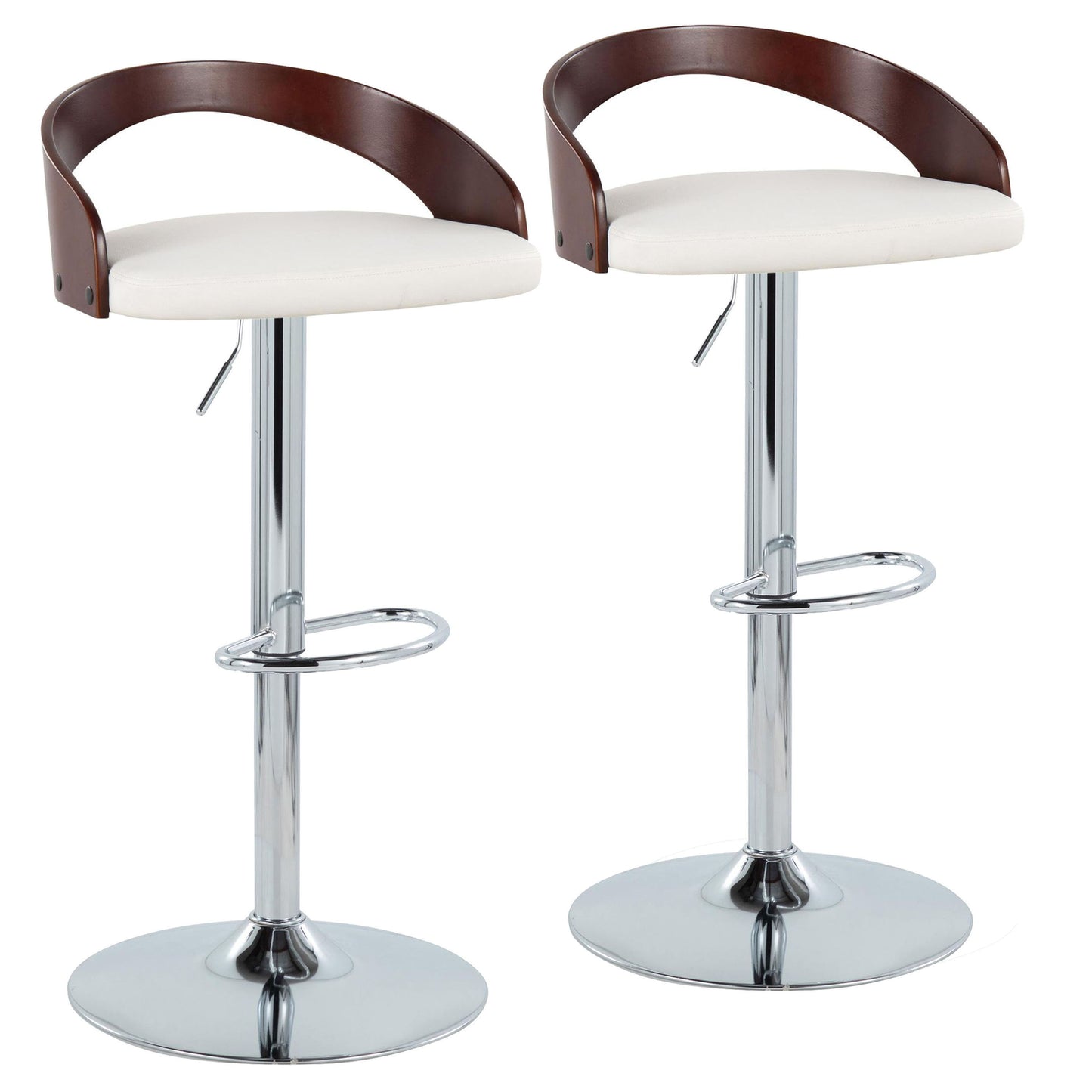 Grotto - Mid Century Modern Adjustable Height Barstool With Swivel With Oval Footrest (Set of 2)