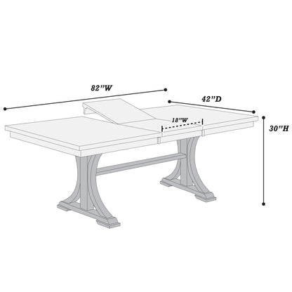 7 Piece Dining Set, Table And 6 Side Chairs, Table With Trestle Base - Black / Charcoal / White