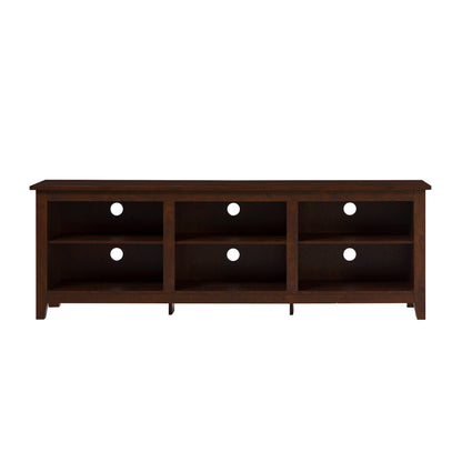 Modern Transitional 3 Shelf Open Storage 70" TV Stand For 80" TVs - Brown