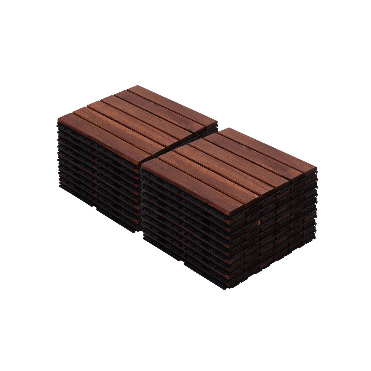 Interlocking Deck Tiles Striped Pattern, Square Acacia Hardwood Outdoor Flooring For Patio, Bancony, Pool Side