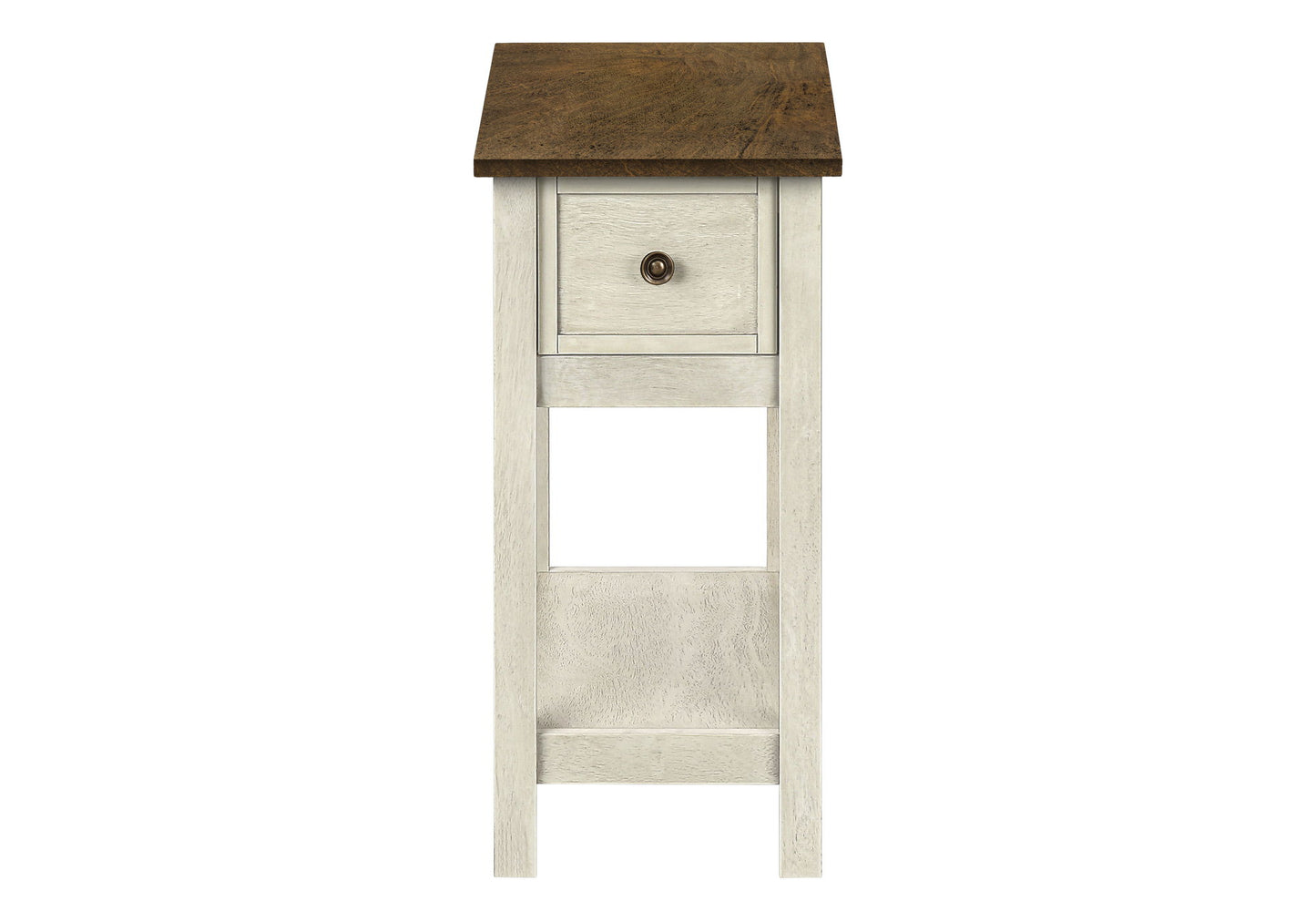 Accent End Table, 2 Tier, Narrow, Lamp, Storage Drawer, Charming Design