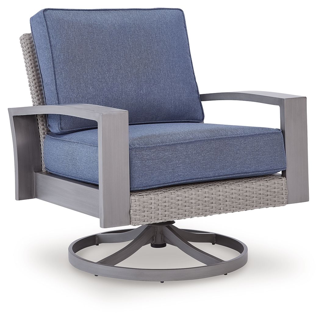Dillon Beach - Swivel Lounge With Cushion - Blue / Gray
