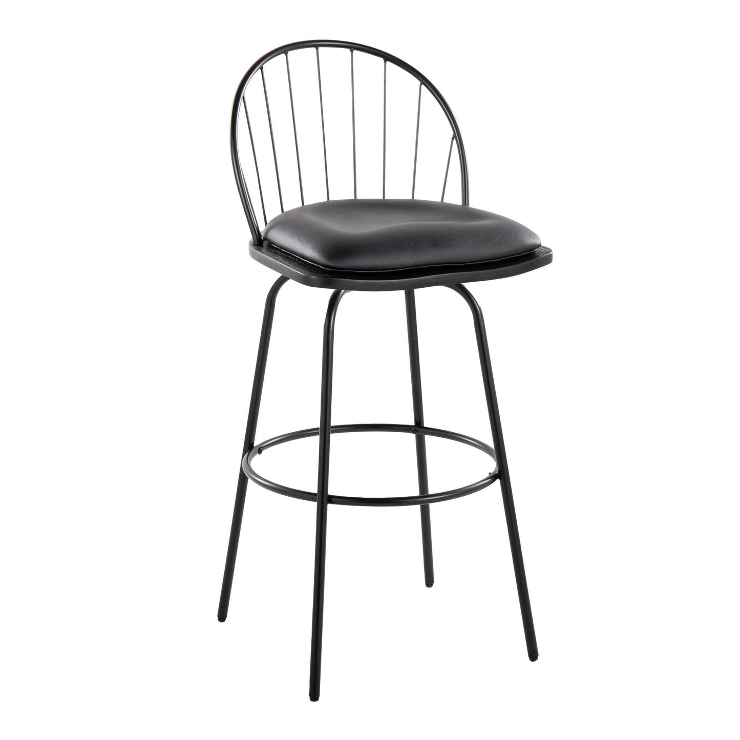 Riley - Claire Farmhouse Fixed Height Barstool With Swivel With Round Footrest (Set of 2)